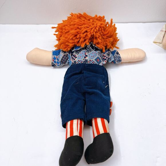 Vintage 1970’s Raggedy Ann & Andy Dolls Set Plush Red Collar Rare Original 15” - Picture 4 of 9